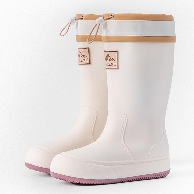 Женские модные высокие резиновые сапоги, водонепроницаемые и нескользящие, резиновые туфли, непромокаемая рабочая обувь для ношения на улице, водонепроницаемая обувь