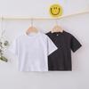 2025 Kids' Solid Color Round Neck Short Sleeve Cotton T-Shirt