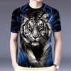 Tiger Muay Thai T-Shirt Kick Boxing 3D Print Vintage Training UV Protect Quick Dry Men Women Unisex Short Sleeve Round Neck MMA Mix Martial Art