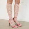Кружевные гольфы с цветочным узором (розовый)