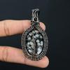 Tree Of Life Snowflake Obsidian Handmade Pure Copper Wire Wrap Amazing Jewelry Pendant
