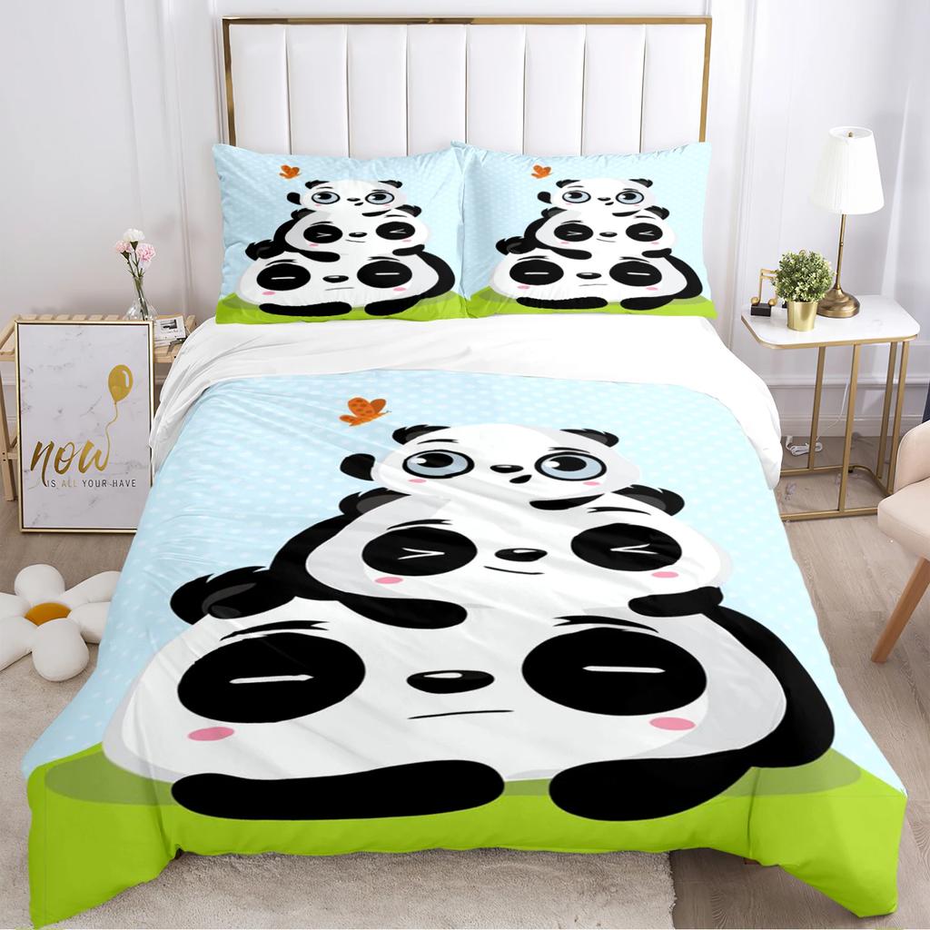 Cute Panda Duvet Cover Cartoon Kawaii Comforter Bedding Sets Soft Quilt Cover And Pillowcases For Teens SingleDoubleQueenKing