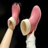 Women's Autumn and Winter Plush Cotton Rain Boots Waterproof Rubber Shoes Mid-tube Warm Adult Anti-Slip Work Rain Boots