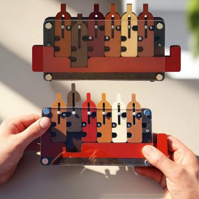 Colorful Wooden Waiter's Tray High-Difficulty IQ Maze Puzzle Ball Rolling Brain Teaser Adults Kids Educational Intellectual Game