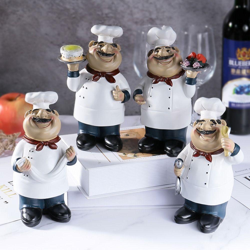 Simulated Rustic Bakery Chef Resin Statue Handicraft Chef Resin Figurines Bakers Food Lovers