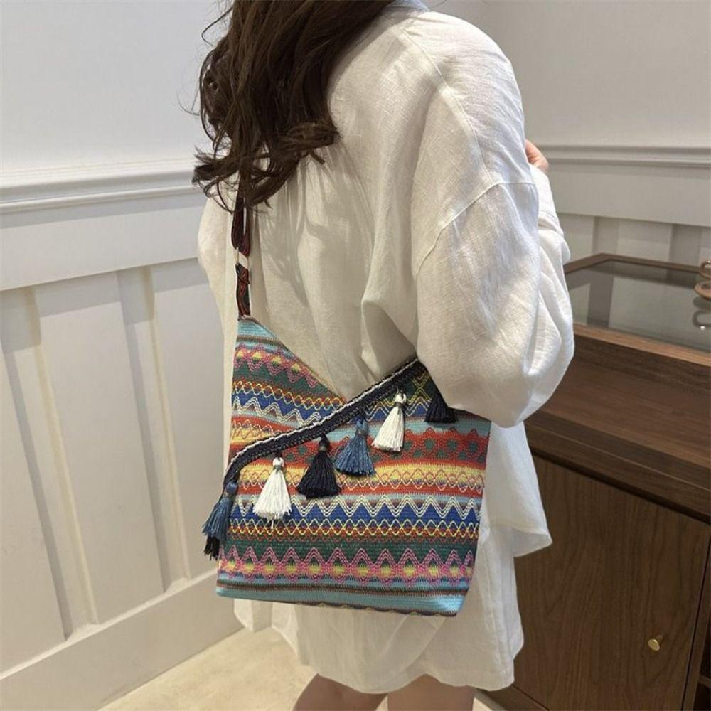 Кисточка Этнический Стиль Сумки через плечо Большая Вместимость Бахрома Сумка на плечо Богемная Сумка-тоут Путешествия