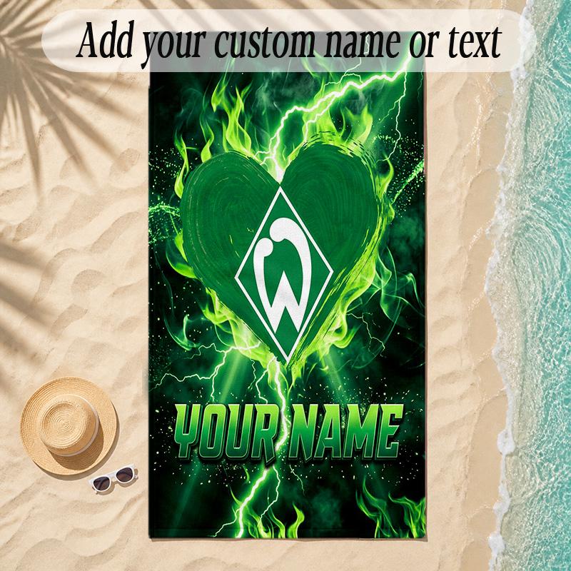 Beach TowelWerder Bremen FC Custom Name Text Personalized Soft Towel for Beach Pool Indoor Home Decor Gift