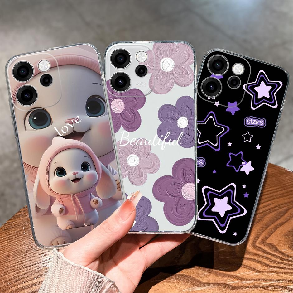 Чехол для OPPO Reno15Pro Reno15F Милая свинка Динозавр Минималистичный Прочный Прозрачный корпус для OPPO Reno15 F Reno 15 Pro Coque