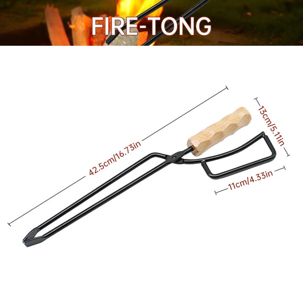 Metal Wooden Barbecue Fire Tongs Long Handle Wood Burner Fireplace Charcoal Clip Portable Lightweight Outdoor Camping Equipment
