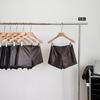 Pu Leather Bag Hip Shorts Women's Autumn And Winter Slim High Waist Slim Sexy Hot Girl Black Outer Boots Pants Straight Leather Pants