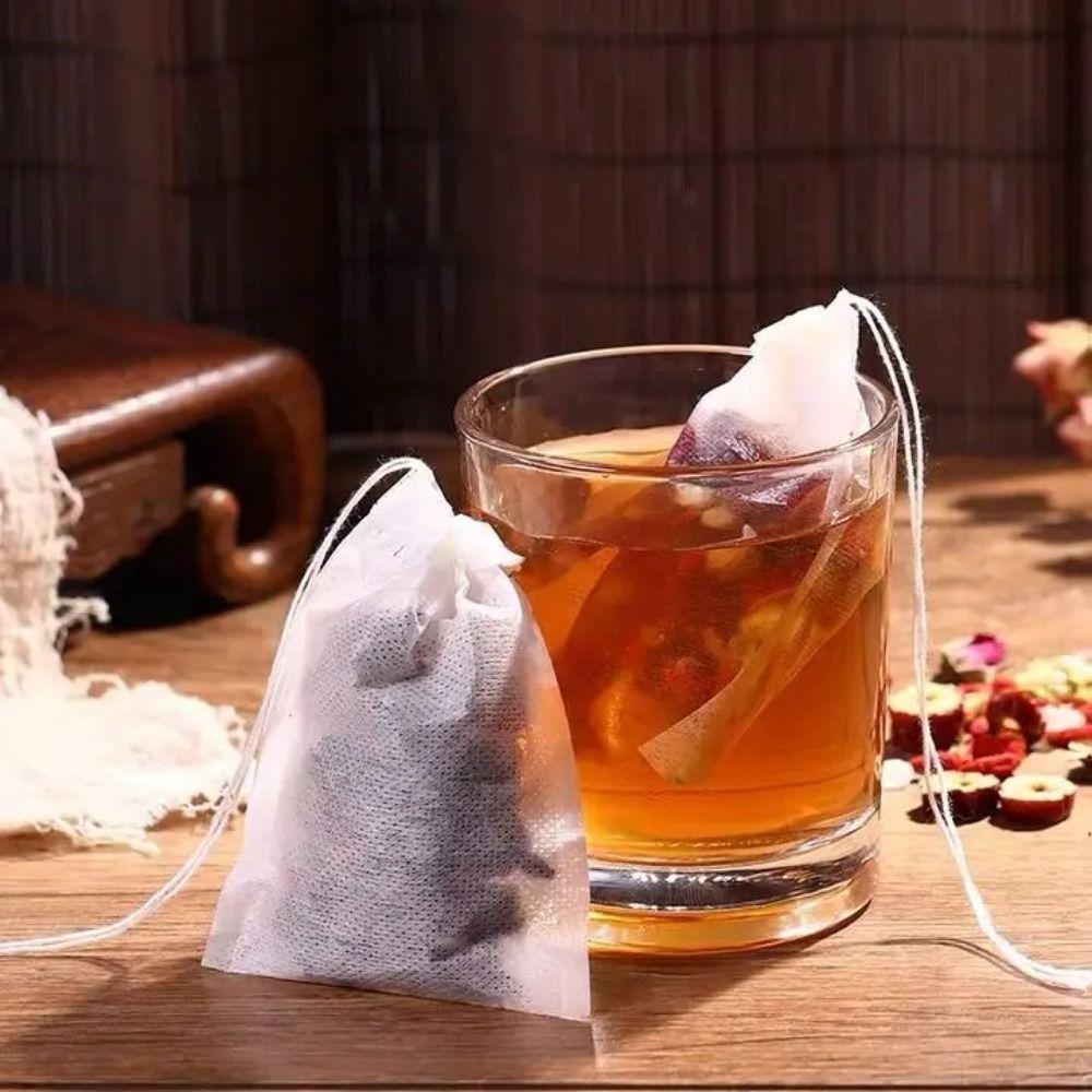 100Pcs Drawstring Tea Filter Bags with String Non-woven Fabric Tea Infuser Tea Accessories