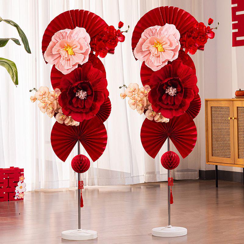 Decorative Wedding Fan Flower Column Set for Wedding and Engagement Room Arrangements