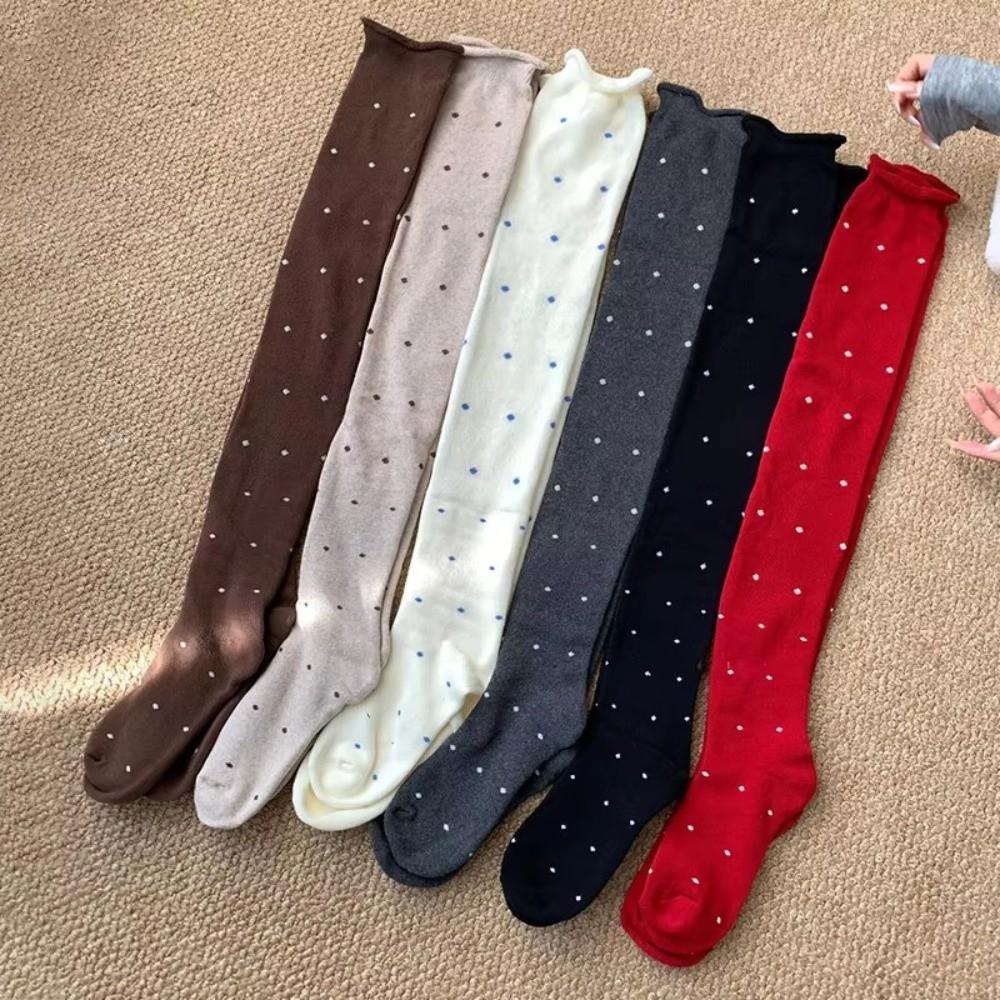 1 Pair Rolled Edge Over Knee Socks Thickened Warm Winter Socks Thigh High Socks for Women