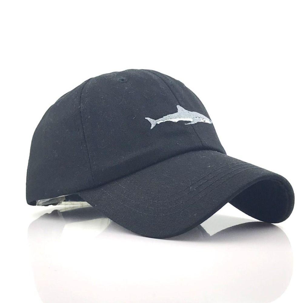 Shark Embroidery Baseball Caps Washed Cotton Snapback Hat Vintage Trucker Caps Fish