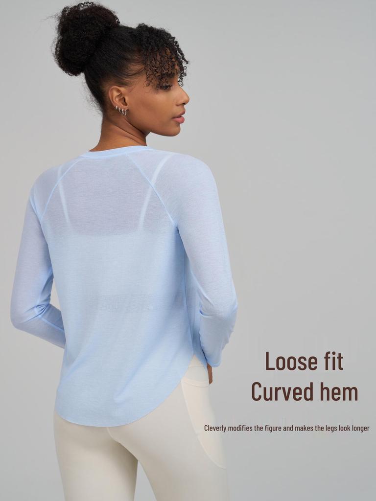 Huaton Женский Осенне-Зимний Сетчатый Утягивающий Топ для Йоги с Длинным Рукавом, Быстросохнущий, для Фитнеса и Бега