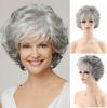 Women's Wig Synthetic High-temperature Silk Silver Gray Short Curly Hair Headband