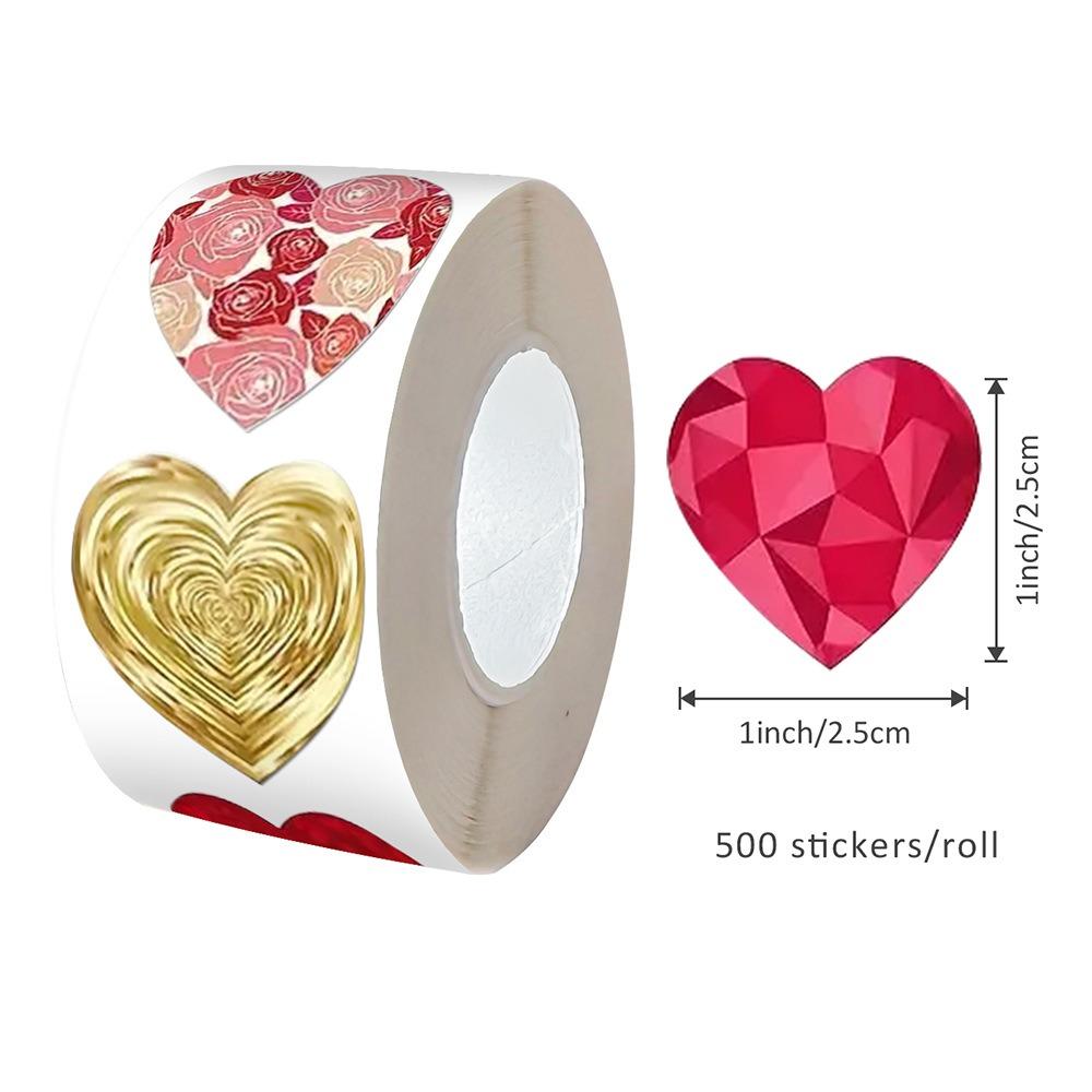 500 шт. красных наклеек с любовью, наклеек в виде красных сердечек, подходят для пар, семей, классов, наград за обучение, подарочных бирок, бумажных конвертов