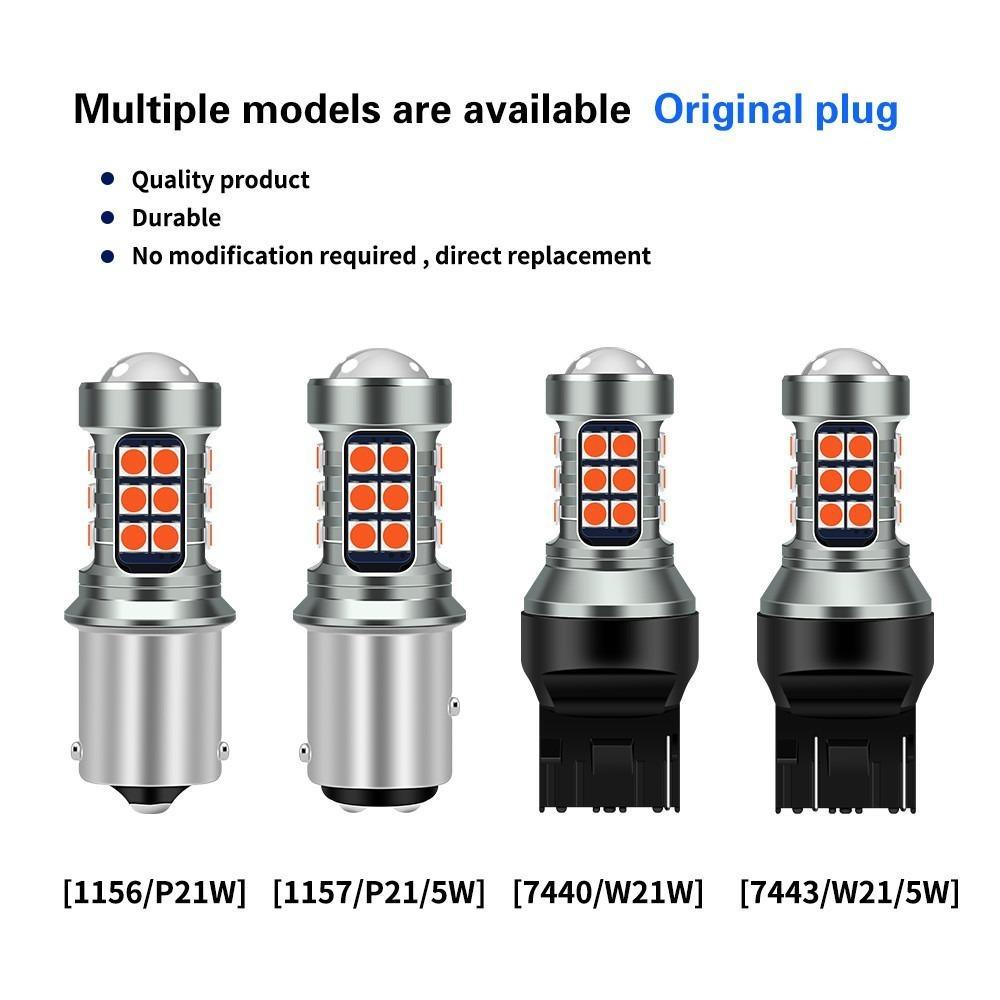 Super Bright 1156 P21W 1157 7440 7443 LED Brake Light Bulbs with Aluminum Body, 27 Pcs 3030 SMD for Car Tail Stop Lights