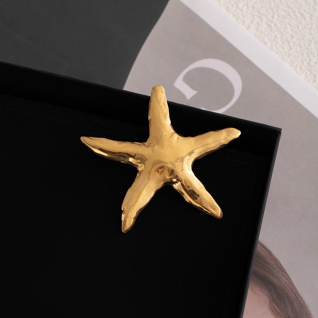 Брошь из нержавеющей стали Серебряная морская звезда - Высококлассный европейский и американский модный аксессуар