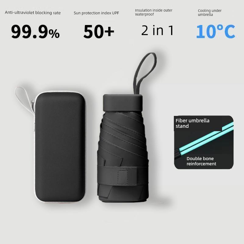 Ultra-Compact 40% off Sunshade and Rainproof Umbrella, Dual-Use Umbrella with Black Coating, Pocket-Sized Sun Umbrella, Mini Capsule Sun Protection