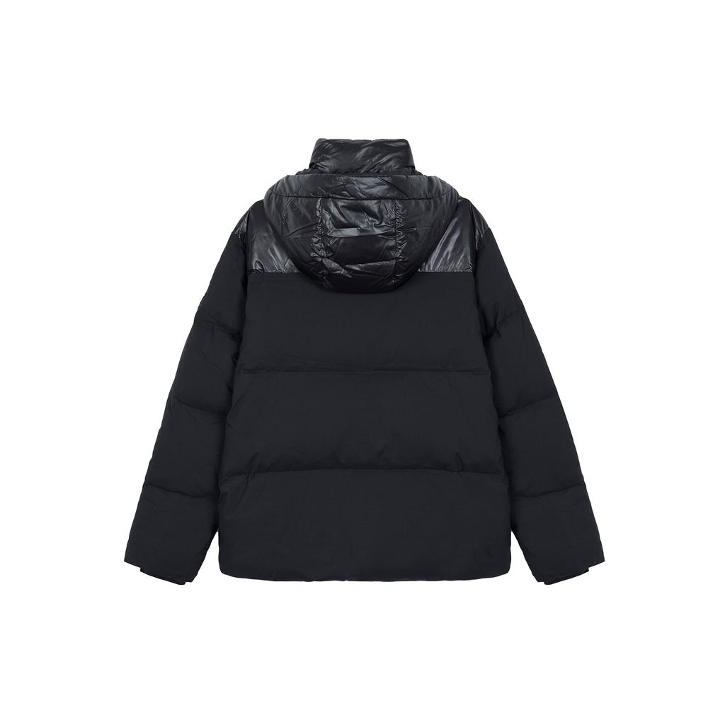 Puma Patchwork Design Logo Print Hooded Down Jacket Unisex Outerwear Black 928759-01