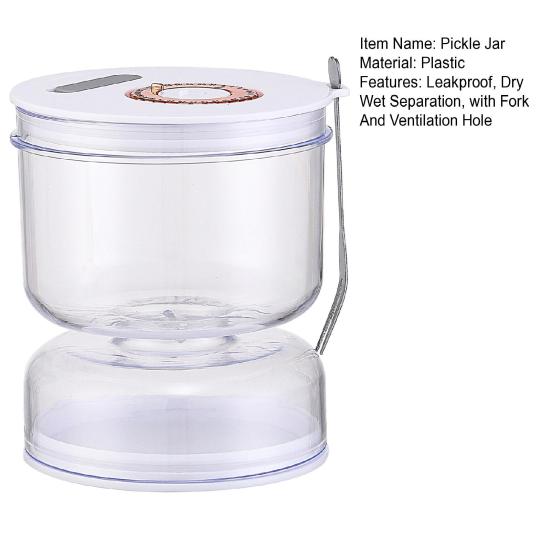 Банка для маринованных огурцов Прозрачная герметичная герметичная емкость для разделения кимчи для сухого и влажного сепаратора Дизайн песочных часов с вилкой и вентиляционным отверстием Домашняя кухня Маринованные оливки