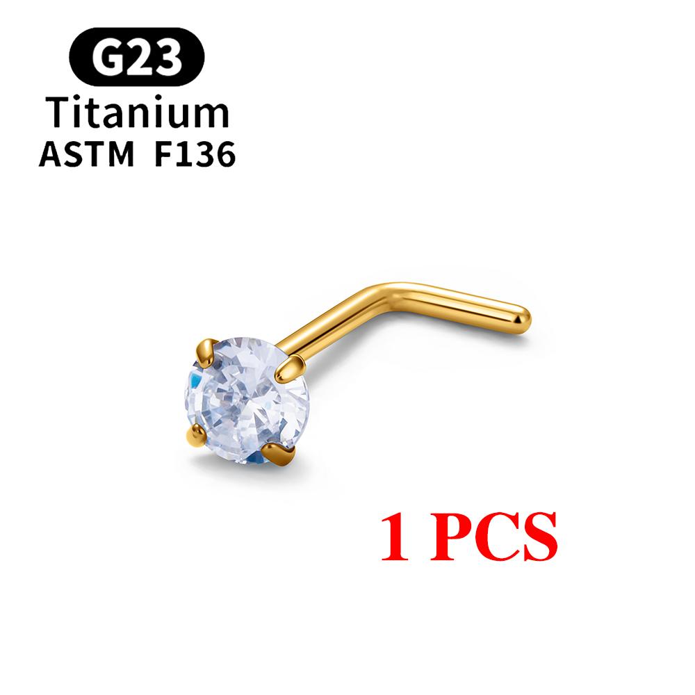 1/10 ШТ. ASTM F136 G23 Титановый Пирсинг Носа Гвоздик 20G L-образной Формы Носовые Гвоздики с Цирконием 2-3 мм Кольца для Носа Пирсинг Ноздрей Украшения
