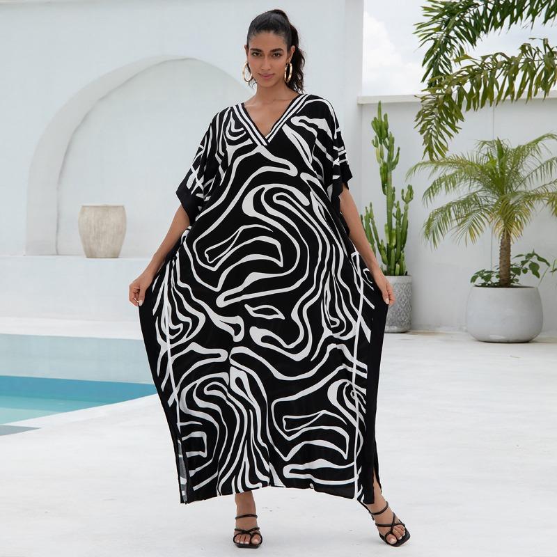 Женская мода лето весна однотонный принт рукава 1/2 с v-образным вырезом свободная талия повседневные платья