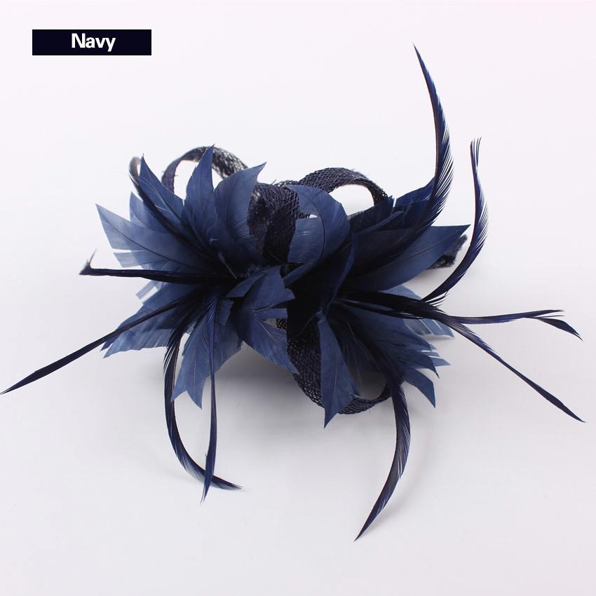 Women Chic Fascinator Hat Cocktail Brooch Wedding Headpiece Church Headwear Party Feather Hair Accessories Sinamay Fascinators