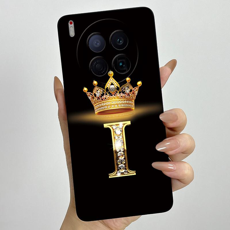 Чехлы для телефона Tecno Camon 40 Premier 5G CM8 Чехлы с короной и начальной буквой Мягкий жидкий силикон Продвинутый корпус с защитой от отпечатков пальцев