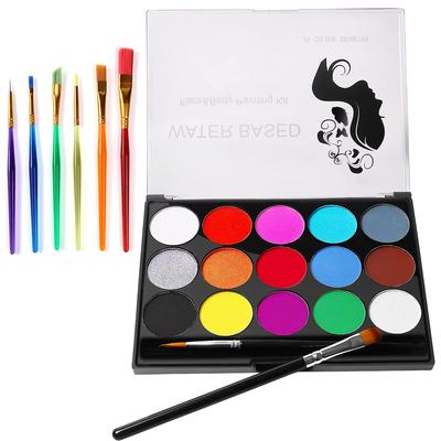 Worldcosmetics365 Краска для лица безопасная для тела живота перманентные безопасные краски для Хэллоуина и Рождества набор из 15 цветов, краска, краска, макияж, тени для век,