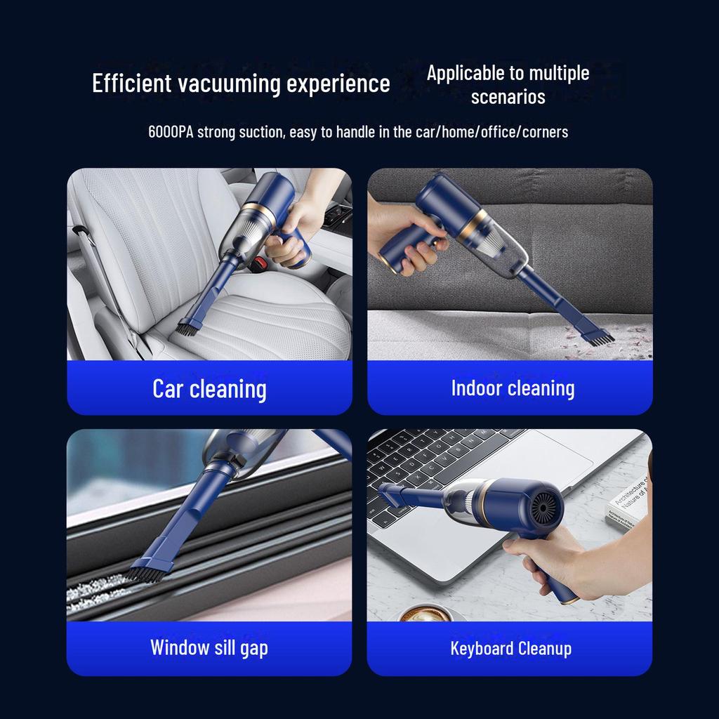 Portable Handheld Wireless Car Vacuum Cleaner – Mini Blowing & Suction for Dust and Mite Removal
