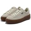 Puma Замшевая платформа CORE Женские Винтажные Низкие Скейт-Кеды Белоснежный Коричневый с Белой Подошвой 363559-19