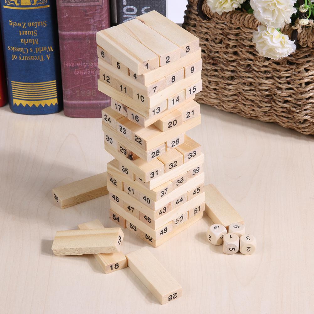 54 шт. / Компл. Творческий роман цифровой Jenga Building Block игрушки деревянный мозг игра для детей развлечения интеллект интерактивная игрушка