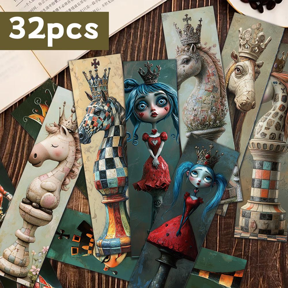 32pcs, Mysterious Chess Bookmark, Back To School Season, Christmas, Halloween, Suitable for Teachers, Readers, and Birthdays.