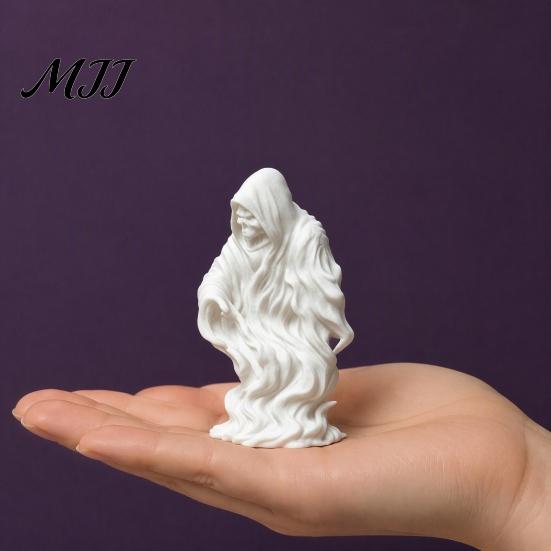 Подарок из Коллекции Ужасов 3D-печатная статуэтка Призрачного Жнеца, Готическая фигурка скелета, Настольное украшение в стиле темного фэнтези, Белая скульптура для самостоятельной росписи,