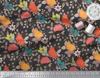 Soimoi Japan Crepe Satin Fabric Leaves & Floral Artistic Fabric Prints By Metre 42 Inch
