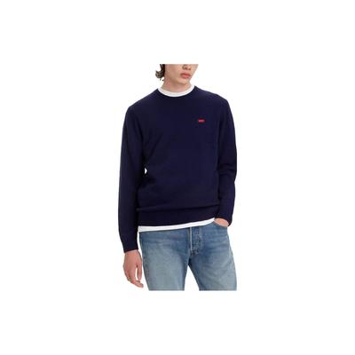 Levis FW23 Однотонный пуловер с круглым вырезом, толстовка с длинным рукавом, мужская толстовка, синяя A4320-0001