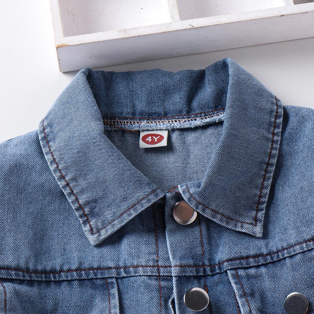 Модный костюм для девочек, весенне-летний детский повседневный комбинезон с шортами + простая джинсовая куртка с поясом