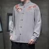 2024 Men Long Sleeve Shirts New Men Traditional Chinese Clothing Men Embroidery Crane Kung Fu Uniform Hanfu Blouse Shirts