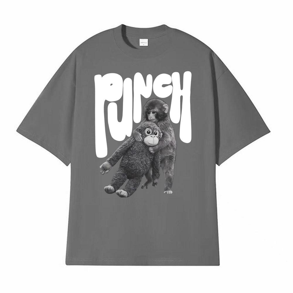 Punch The Monkey Графическая футболка в винтажном стиле Мужская одежда Летние винтажные модные футболки Топы 100% хлопок Оверсайз футболки