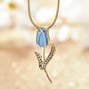 Spring Trend Colorful Enamel Tulip Necklace for Women Gold Color Chain Crystal Flower Zircon Pendant Aesthetic Jewelry Gift
