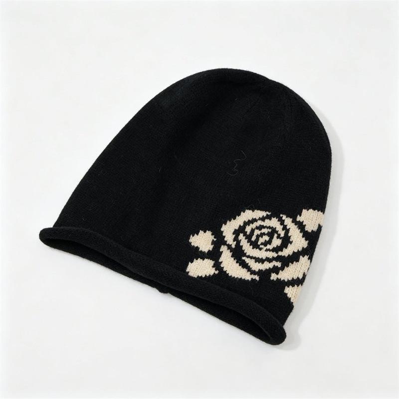 Edge drawstring knitted stacking hat children autumn and winter big head circumference cold-proof and warm headgear plain cold hat