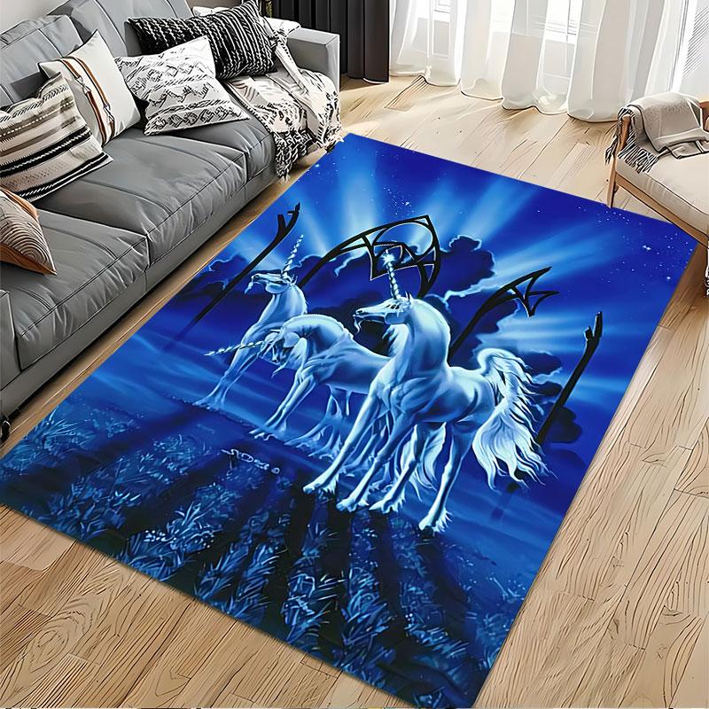 Mystical Unicorns Under Moonlight suitable as a non-slip mat for the living room or bedroom sofa