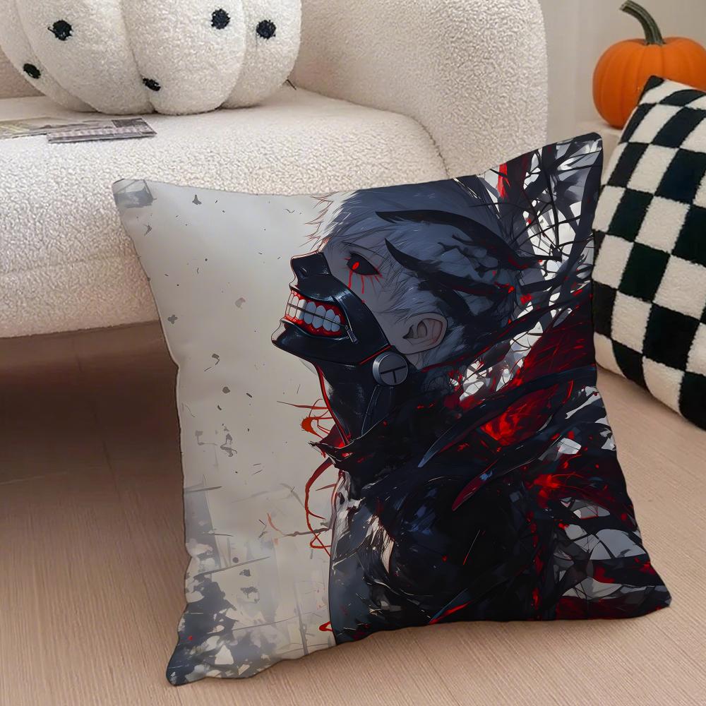 Grim Haunting Tragic Anime TTokyo Ghoul Cushion Cover Throw Pillow Cover Hidden Button Durable Polyester Chair Cushion