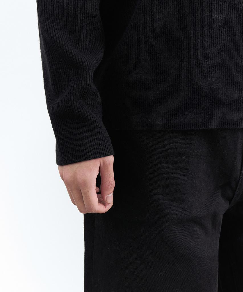 MUSINSA STANDARD [Victoria Wool] Minimal Ribbed Turtleneck Knit [Black]