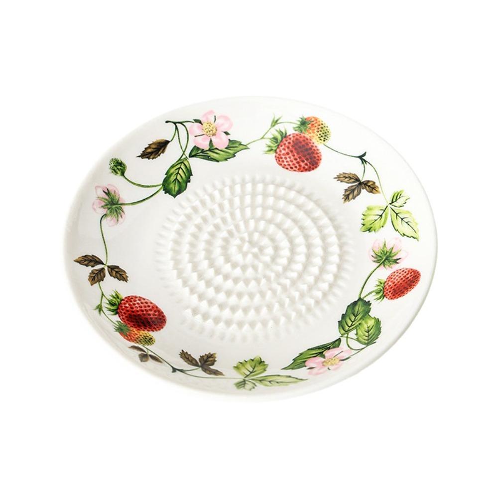 Round Plate Manual Garlic Masher Non-Slip Vegetable Grating Plate Ceramic Ginger Grater  Kitchen