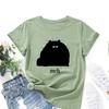 Cartoon Cotton T-Shirt Short Sleeve Round Neck Women 2d Print Tops