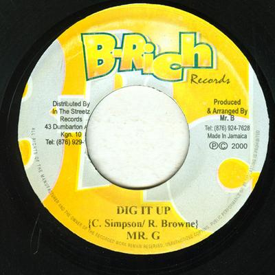 7-дюймовая запись MR. G / BUCCANEER - Dig It Up / Troubles NONE B-Rich Records 2000 Ямайка Регги, Ска и Даб Б/у