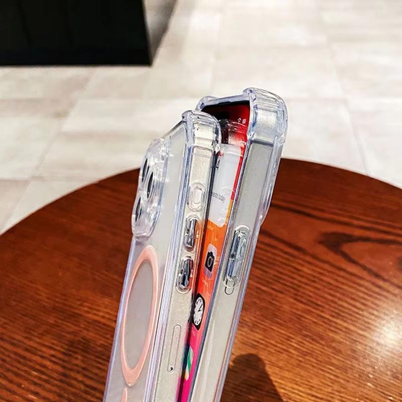 Прозрачный противоударный чехол с воздушными подушками для iPhone 17 Pro Max Air 14 15 Plus 11 12 13 16 Pro Для беспроводной зарядки Magsafe